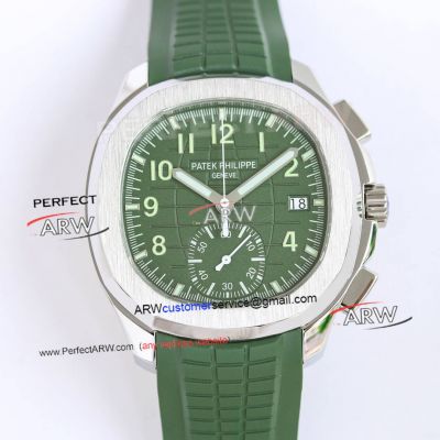 Swiss Patek Philippe Aquanaut 5968 Chronograph Green Dial Rubber Strap Replica Watch